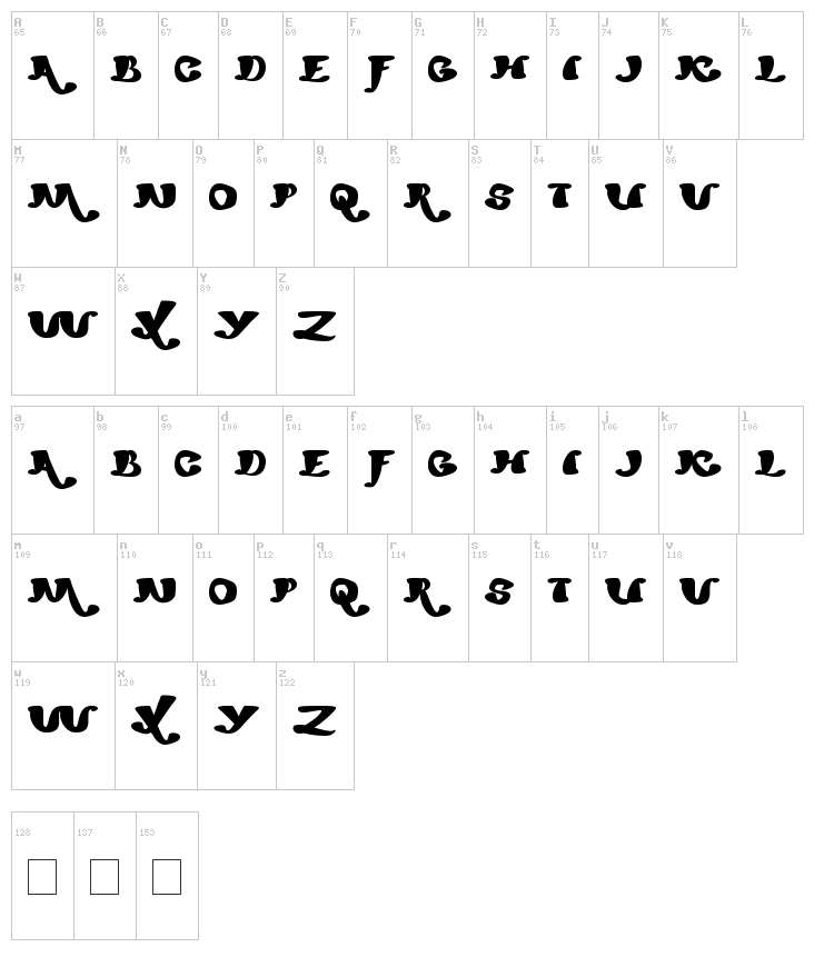 Mexicano Chili Sauce font map